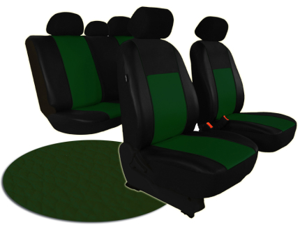 Autopotahy VOLKSWAGEN POLO V, dělená zadní sedadla, od r. v. 2009, kožené PELLE zelené